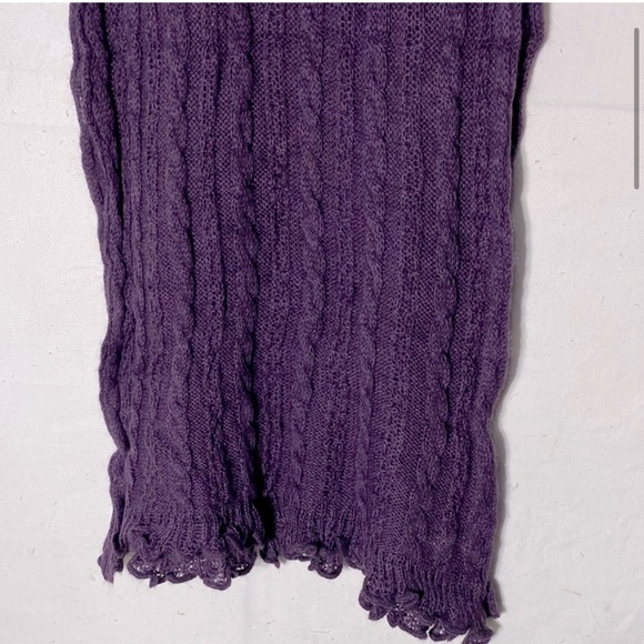 Holt Renfrew Purple Acrylic Mohair Wool Long Cable Knit  Scarf - Picture 5 of 13